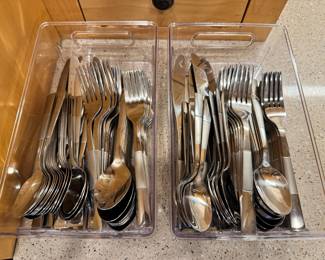 Stainless steel flatware. These will be sold as two individual sets