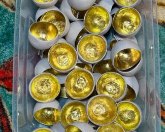 Set of 40 art installation gold leaf wall pods