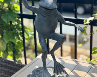 Vintage cast aluminum “Green Thumb” garden frog