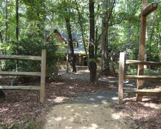 Plenty of parking on the street and then a beautiful walk on the path up to the house.