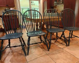 207	Six Colonial Dining Chairs Blue/Green