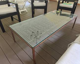 224	Glass & Wrought Iron Coffee Table	60x27x16