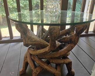 African Hand-Carved Wooden "Circle of Friends" Unity Table