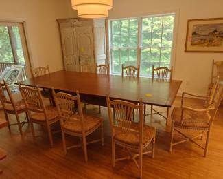 209	12 French Country Style Wheat Sheaf Back Rush Seat Chairs	18x21x38