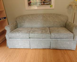 219	Green Suede Sleeper Sofa	78x36x35