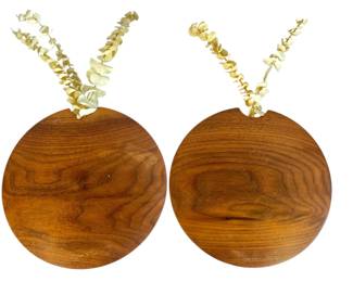 A Pair of Mid Century Teak Wall Bud Vases
