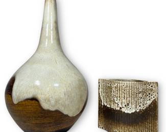 Two Mid Century German Drip Glaze Vases
