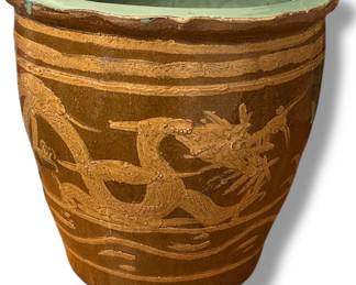 Antique Chinese Dragon Egg Planter Jar
