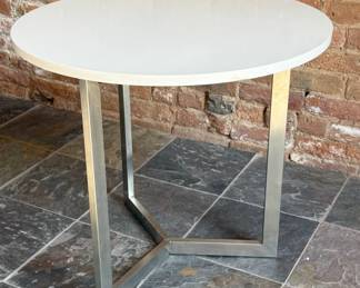 A Modernist Chrome & Marble Accent Table
