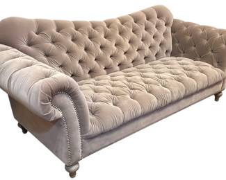 A Nailhead Trim & Velvet Chesterfield Sofa
