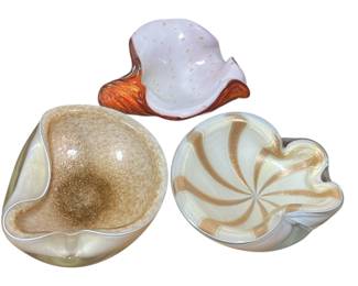 Three Mid Century MURANO Art Glass Bowls

