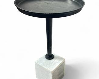 Modernist Marble and Iron Side Table
