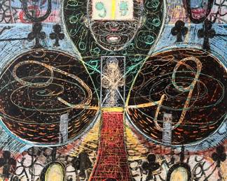 A RICHARD HULL 1997 "Nine of Clubs" Abstract Relief
