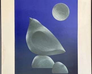 A Modernist Bird and Moon Print
