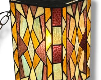 Mid Century Stained Glass Swag lamp
