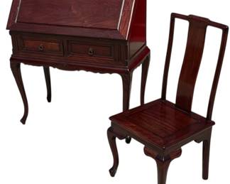 Traditional Mahogany Drop Down Secretary Desk Set
