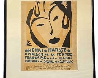A Vintage HENRI MATISSE "Maison de la Pensee Francaise" Exhibition Print
