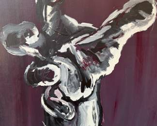 A Mid Century "Reaching Hand" Oil on Canvas
