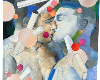 A BRIAN OVERLEY Abstract Acrylic on Canvas "Lovers"

