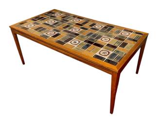 A Danish Teak Mid Century Tile Top Coffee Table
