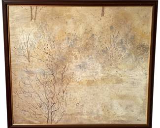 Signed ROSSER Abstract Tree Oil on Canvas
