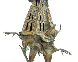 CLYDE BALL Brutalist Bronze Bird Man Sculpture
