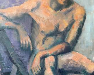 A BERNARD EPSTEIN Male Nude Study Oil on Canvas
