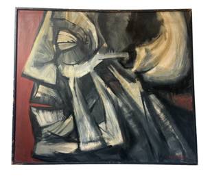 An Abstract Mid Century WESTGARD Anatomical Skull Oil on Canvas
