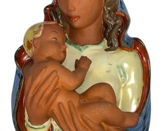 An Italian Terracotta Madonna and Child Wall Plaque
