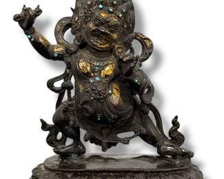 A Tibetan Mahakala Bronze Statue
