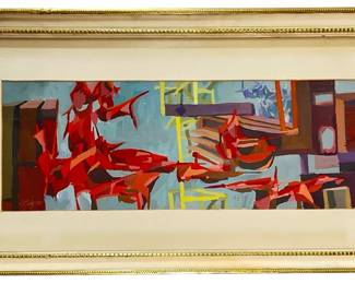 ROBERT APPEL Abstract Mid Century Oil Painting

