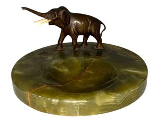 Art Deco Bronze and Marble Elephant Tray
