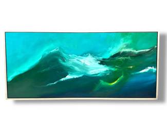Framed Oil on Canvas "Waves Crashing", Wall Sized
