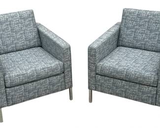 A Pair of FLORENCE KNOLL Style Upholstered Armchairs
