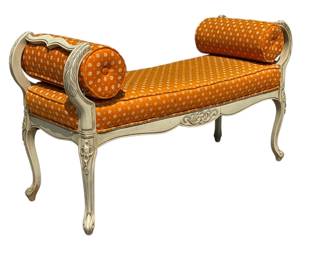 French Neoclassical Style Scroll Curve End Bench
