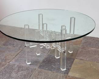 Geometric Post Modern Lucite Coffee Table
