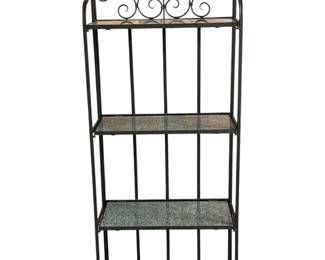 A Wrought Metal and Marble Baker's Rack
