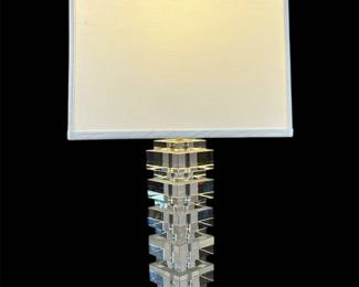 A RESTORATION HARDWARE Stacked Crystal Block Table Lamp
