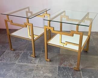 Exceptional Greek Key Accent Tables, Pair
