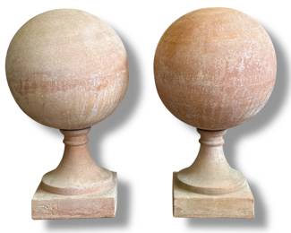 Italian Terracotta Garden Spheres, Pair
