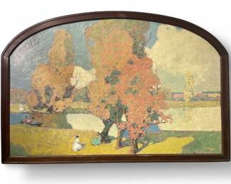 An OLAF OLESEN Oil on Masonite Landscape, 1926
