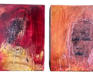 Two Small MARIANNE KOLB Abstract Mixed Media on Board
