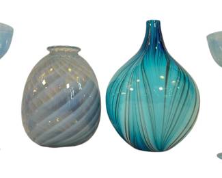 A Collection of Mid Century Blue Art Glass, JEFF MACK For TMA GLASS
