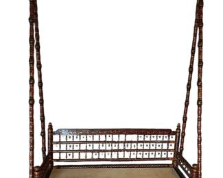 Hanging Carved Wood Indian Theme Swing Bench
