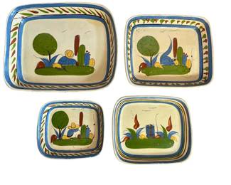 Set of Four Nesting Mexican Tlaquepaque Ceramic Dishes
