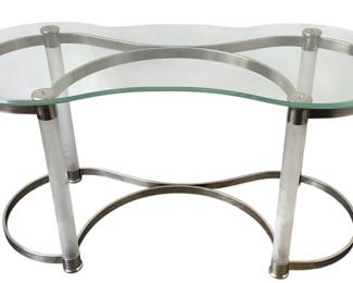 Postmodern Kidney Bean Glass Top Desk
