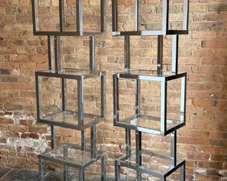 Space Age Mid Century Chrome & Glass Etageres, Pair
