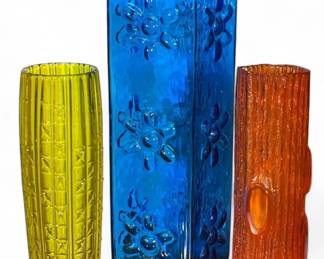 Three Mid Century American Art Glass Vases
