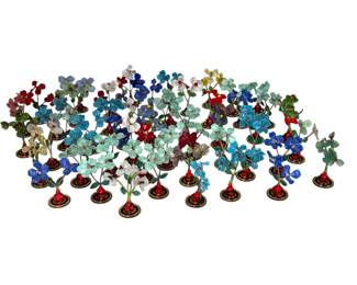 Collection of Czech Glass Flower Place Card Holder
