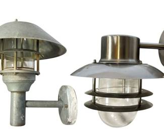 2 Outdoor Industrial Art Deco Style Light Fixtures

